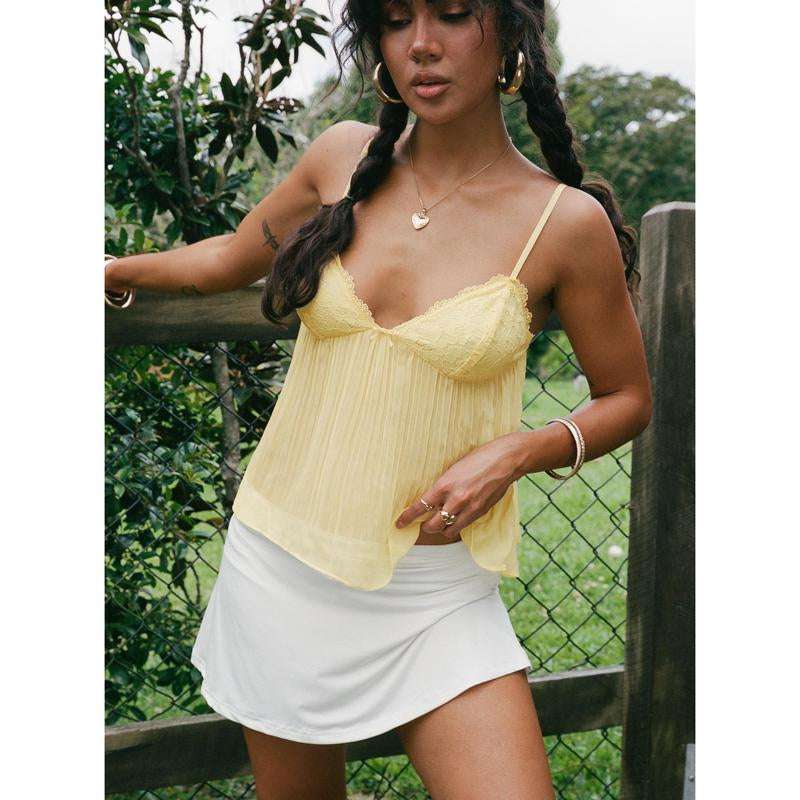 Zami lemon pleated blouse for summer - Bela Fils BoutiqueBela Fils Boutique